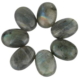 Nupuyai Pack of 5 Gemstone Cabochons Flat Back Crystal Cabochon Oval Stone for Charms DIY Jewellery Making, labradorite, Crystal