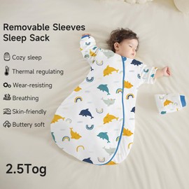 usbettas 2.5 TOG Baby Sleep Sack for Winter 6-12 Months - Super Warm Quilted Wearable Blanket with Removable Sleeves, Two-Way Zipper for Easy Diaper Changes, Soft & Cozy Infant Sleeping Bag