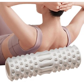 Taicols Rodillo De Espuma Para La Espalda, Rodillo de Espuma de Yoga, Rodillo De EVA Para Ejercicios De Densidad Media, Rodillo De Masaje De Tejido Profundo Para Ejercicios De Estiramiento（Blanco）