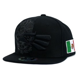 CHL Trading Mexican Hat Snapback Hecho En Mexico Eagle Aguila Flag Flat Bill Baseball Cap (Black - Black Eagle)