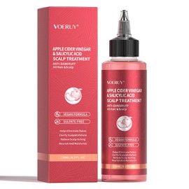 Scalp Treatment, Apple Cider Vinegar Refreshing Scalp Serum with Salicylic Acid, Clarifying Build Up & Purifying, Leave-In Scalp Detox for Dry Itchy Scalp Treatment,Vegan & Cruelty-Free,120ML