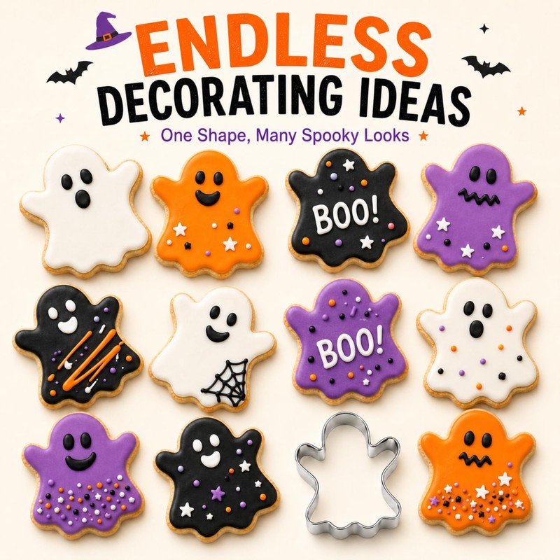 Ririess Halloween Ghost Cookie Cutter, 3.2 Inch Stainless Steel