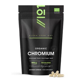 Organic Chromium 1000mcg - from Moringa Leaf – 60 Vegan Capsules – Contributes to Maintenance of Normal Blood Glucose Levels - by Alpha01
