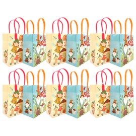 TINYMILLS Garden Gnomes Mushroom Woodland Fairies Party Favor Treat Bags Goodie Bags with Handles Pack of 12