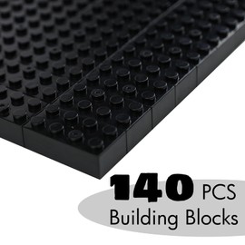 WYSWYG 140 Building Blocks, 2 x 4 Classic Stones, High Quality, Compatible Top Brands, Colourful, for Children & MOC Lovers, Black
