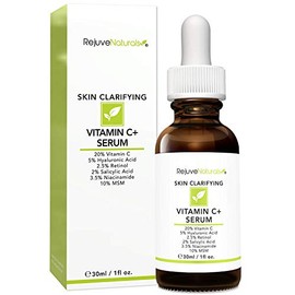 Vitamin C Serum Plus 5 Hyaluronic Acid, 2 Retinol, 2 Salicylic Acid, 3.5 Niacinamide, 10 MSM, 20 Vitamin C - Anti Aging Anti Wrinkle Skin Cleari      