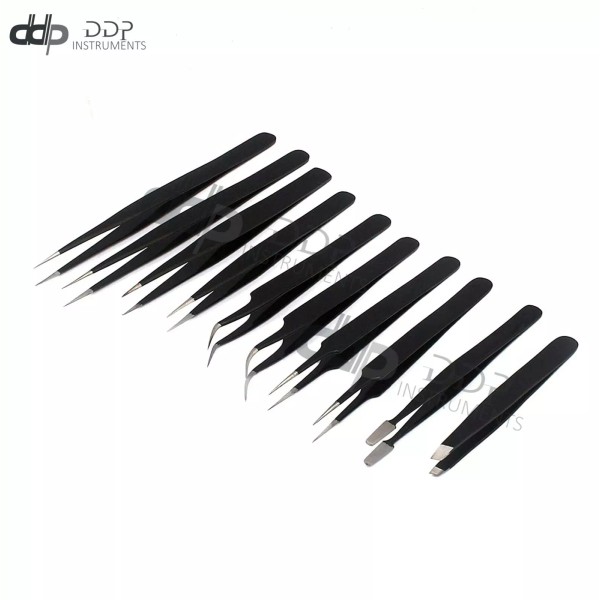 DDP 10 ESD Set Tweezers With Curved,pointed