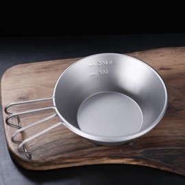 ATiAP Sierra Cup Titanium Camping Bowl 260ML with Fixed Handle Ultralight Portable Outdoor Cookware（Ta3605*2）