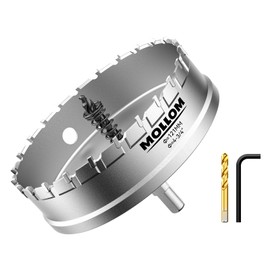 Mollom (4-3/4''|121mm) Heavy Duty Carbide Hole Saw with 2 Pilot Drill Bits, Hole Cutter cuts Stainless Steel, mild Steel, Iron, Copper, Brass, Plastic