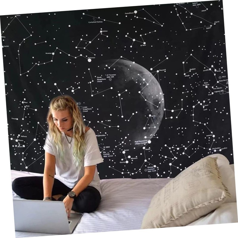 Zerodeko Cosmo Moon Tapestry Plush Decorative Hanging Cloth for Living
