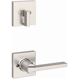 Kwikset 971CSLSQT-15 Single Cylinder Interior Casey Lever Trim with Square Rose Satin Nickel Finish