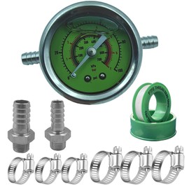 0-100psi Glycerin Filled Fuel Pressure Gauge Kit, Fuel Pressure Gauge Kit, 1-1/2" Dial Size Fuel Pressure Gauge for Car, 1/8'' NPT Inline Fuel Pressure Gauge with 3/8'' 5/16'' Barb, Back Mount