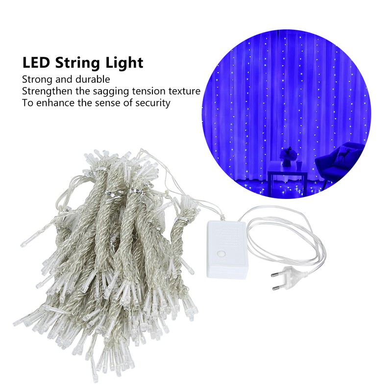 3x3m LED Waterfall Curtain Lamp String Light for Indoor Outdoor