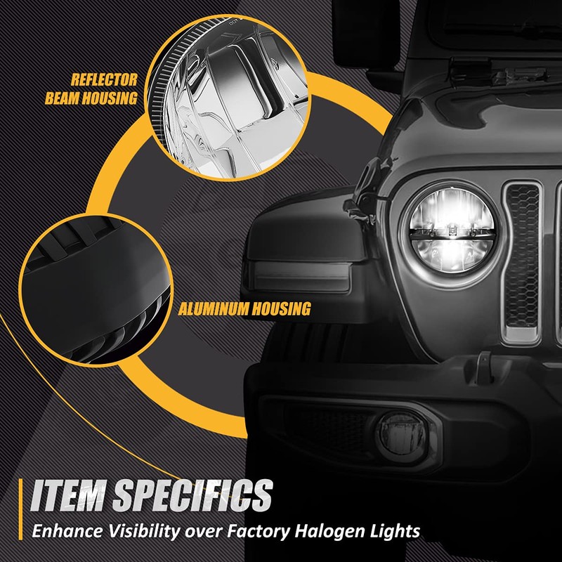 NUVISION LIGHTING NVL-HL-002 7 inches LED Headlight High Low Beam