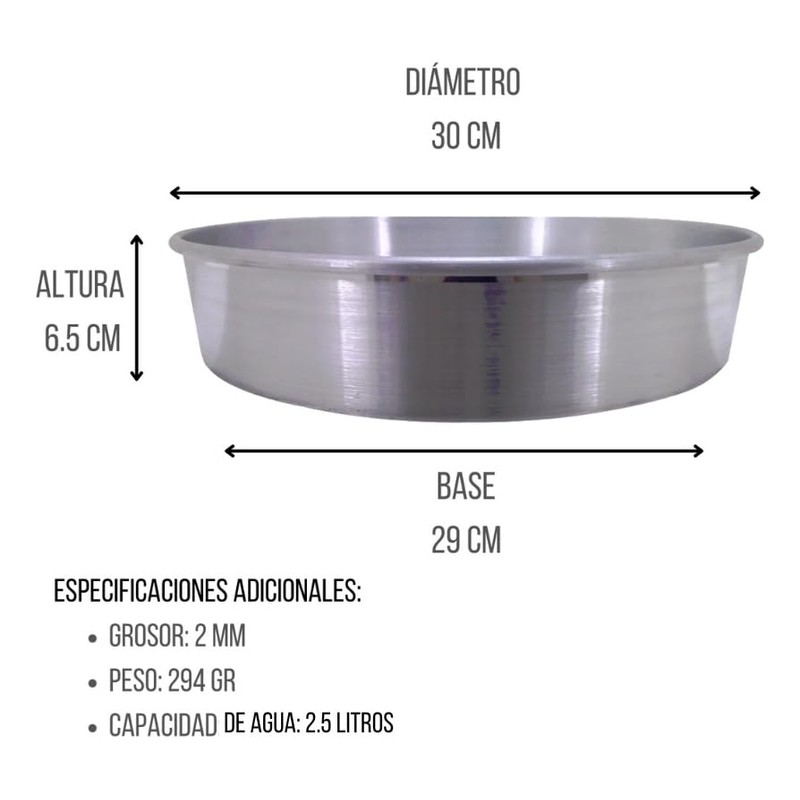 Molde De Aluminio Redondo Para Pasteles 30 Cm By Gaero