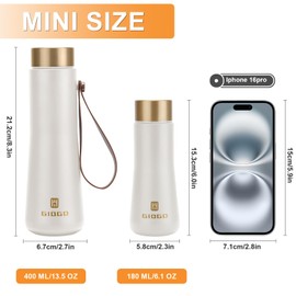 Metal Water Bottle 400ml/13.5oz Flask for Hot Drink, Insulated Stainless Steel Water Bottle Vacuum Flasks Cold Water Bottles(White)