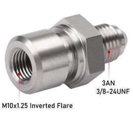 Podavelle 3AN Male to M10x1.25 Metric Inverted Flare Female Brake Line Adapter Fitting Stainless Steel