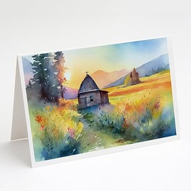 Montana Bitterroot in Watercolor Greeting Cards and Envelopes Pack of 8
