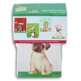 Christmas Crafts for Kid Ages 4-8, Dogs and Puppies Dress-Up Sticker Kit - Makes 24-4 Designs
