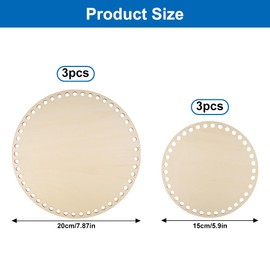 PetGlimmer (15 cm/20 cm) 6 Pieces Round Bag Base for Crocheting, Basket Base for Crochet, Wooden Base for Crochet, Natural Crochet Basket for Wood, Basket Crochet for DIY Basket, Weaving Supplies,