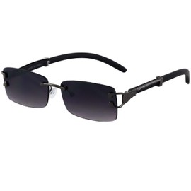 Flawless - Mens Fashion Gold Stylish Glasses Clear Lens Rectangular Retro Rimless Tinted Sunglasses for Women (Black - Silver/Clear - Brown)