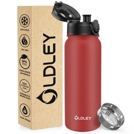 OLDLEY 600 ml/20 oz Stainless Steel Water Bottle, Double-Walled Vacuum Bottle, Keeps Drinks Hot and Cold, Leak-Proof, BPA-Free, Metal Insulated Water Bottle for Sports, Work, Outdoor,