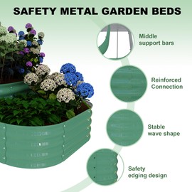 3-in-1 Green Galvanized Steel Raised Garden Bed Kit – Convertible Into 3 Sizes | Safe Rolled Edges | Modular Design for Patio, Balcony & Backyard | Tool-Free Assembly & Open-Bottom Drainage