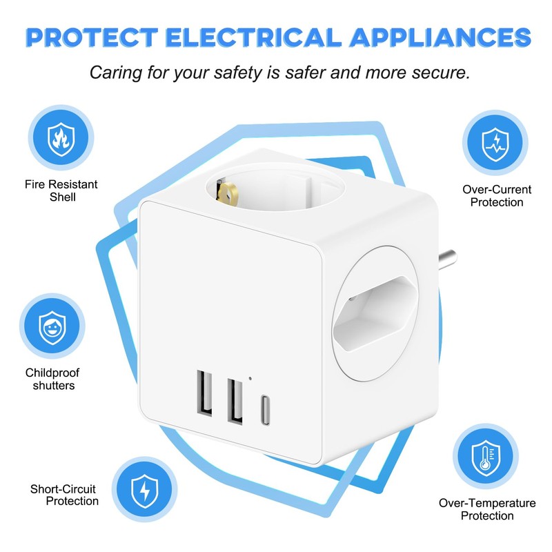 ZENIJUST Socket Cube, Double Plug for Socket, Multiple Plug for