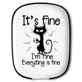 ANATTASOUL Spoon Rest for Stove Top Cat Pattern 4.52"x5.9" Large Spoon Holder, Heat Resistant Utensil Holder Kitchen Counter Decor for Cooking Lover