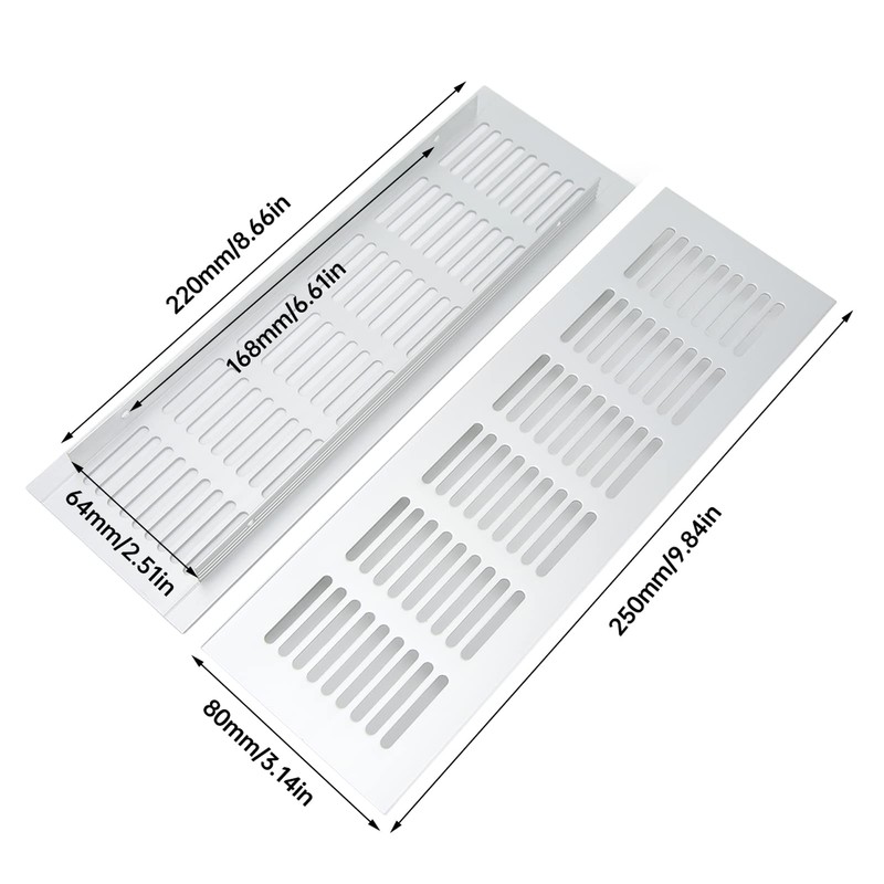 Cabinet Air Vent Grille Silver Rectangle Heat Dissipation Ventilation Grill