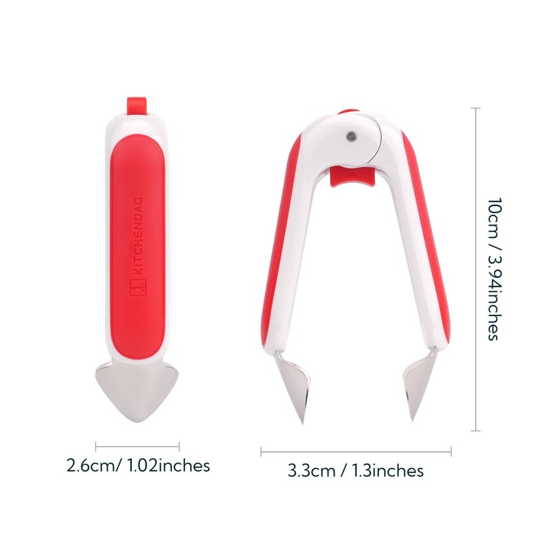 KITCHENDAO Strawberry Huller Corer Stem Remover with Safety Lock, Non-Slip