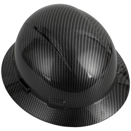 Zeluga 15-447 HDPE Full Brim Hard Hat, Construction Safety Helmet with Vented Holes, 6 Point Adjustable Ratchet Suspension, ‎Meets ANSI/ISEA Z89.1, Water Transfer Printing, Carbon Fiber Black Bright