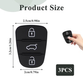 Set of 3 Car Key Keypad 3 Buttons, Key Keypad Compatible with Hyundai i10, i20, i30, ix35, Kia Sportage, Ceed and More, Replacement Keypad Rubber Key Housing Car Key Shell