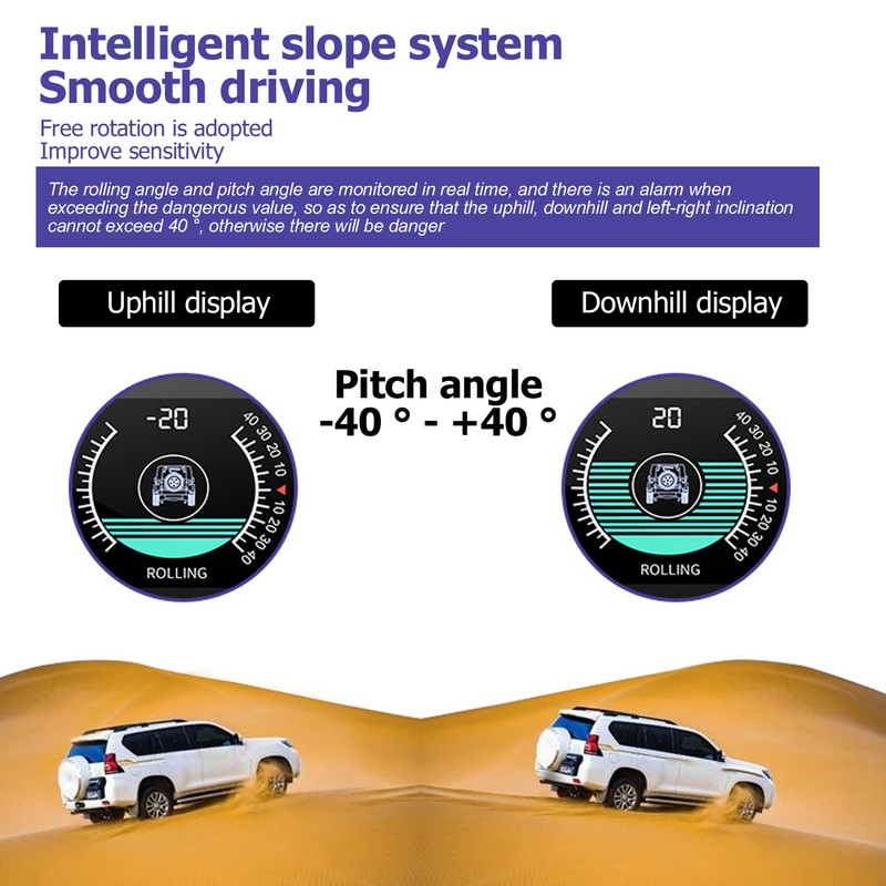 Universal Intelligent Car Inclinometer Tilt Gauge High Resolution HUD Digital