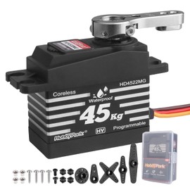 HobbyPark 45kg Servo High Torque Waterproof RC Steering Servo Metal Gear Digital Servo Stainless Steel Gears for 1/7 1/8 1/10 RC Crawler Car Truck Buggy Powerful & Fast (Coreless Motor)