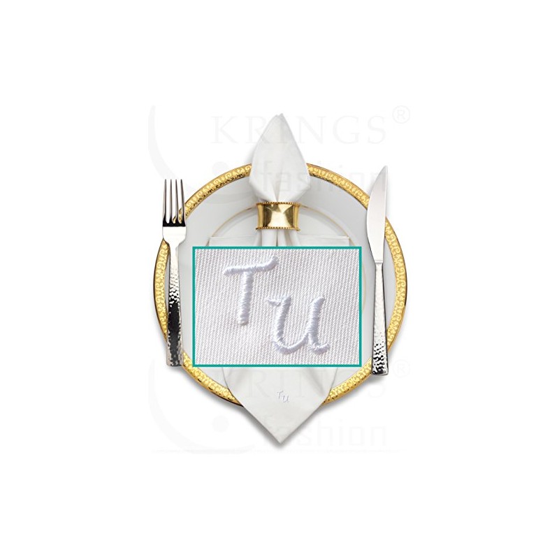 Pack of 6 cloth napkins with monograms high quality embroidery;