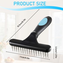 Zyluniy Teppichharken Dog Brush, Cat Brush, Undercoat Brush Dog with Two Rows of Pins for Medium Long Hair, Portable Carpet Rake, Furminator for Dogs and Cats, Triple Use for Loosens Knots Combing