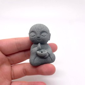 RemeeHi Jizo Set Healing Cute Small Figurine Prayer Jizo Sama Protection God Granite Happy Wishes Good Edge Cute Granite Buddha Statue (Hand Held Incense)