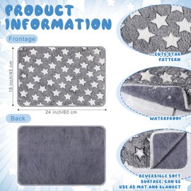 Clysee 2 Pcs Self Heating Cat Pad Self Warming Blanket Cute Stars Self Heating Cat Dog Mat Dog Crate Bed Cat Blankets for Indoor Cats Warm Thermal Pet Pad(Large Star,24 x 18)