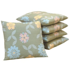 Toyoizumi Sangyou 92140200 Domestic Zabuton Cover, Flower Pique Cover, Green, 23.2 x 22.0 inches (59 x 56 cm), Set of 5, Made in Japan, Japanese Pattern, Japanese Style, Indoor, Visitors, Cushion,