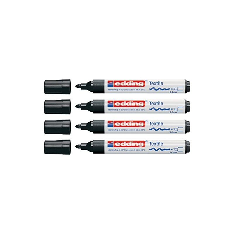 edding 4500 Textile Markers (Black / Pack of 4)