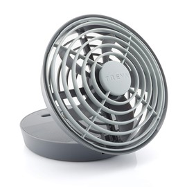 Treva 5 Inch Portable Fan, Battery Operated or USB Connected Cooling for Travel, Outdoor, Car, and Office. Compact Folding and Tilting Design for Directional Air Flow (Grey)