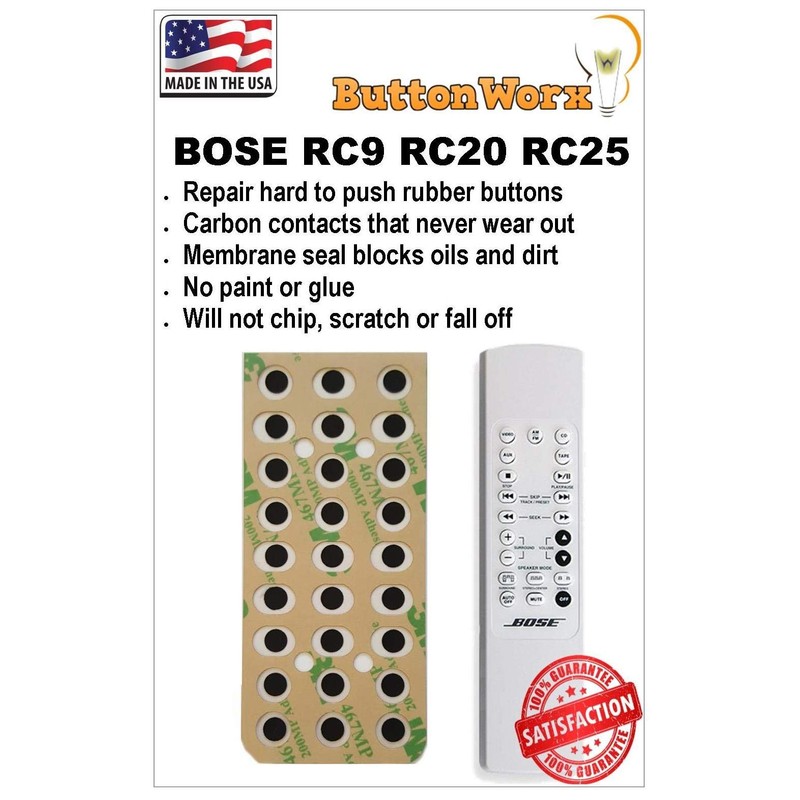 ButtonWorx Remote Control Button Repair Kit for Bose RC9 RC20