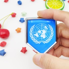 Overdecor United Nations UN Flag Decal Stickers Emblem Car Accessories Decorations Shield Flag Sticker Decals for Cars Truck Vehicles, 2 Pack