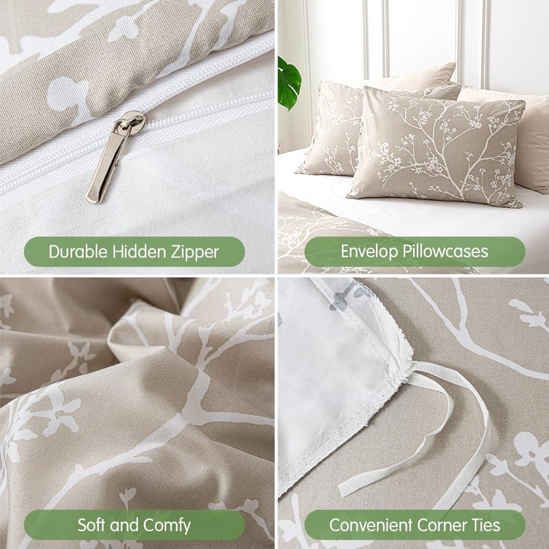 Tokokimo Double Duvet Cover Set - Spring Bedding Sets Reversible,