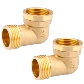 Brass Elbow 90° 3/4 Inch Female Thread / External Thread / Brass Elbow (Female Diameter 24 mm x External Thread Diameter 26.2 mm), Pipe Fitting Pipe Angle Bend Female and Male Thread, Thread Fitting