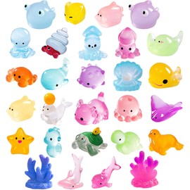 ZKFSIE 28 Pcs Ocean Mini Resin Animals, Tiny Sea Animals Figurines, Little Small Animal Figures Bulk for DIY Miniature Aquarium Ornaments Decorations, Miniature Fairy Garden