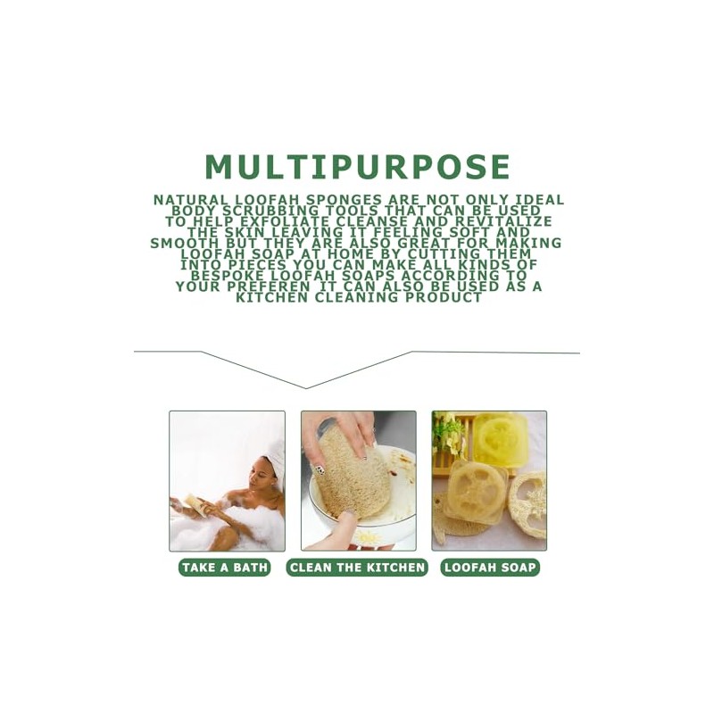 Esponja Lufa Natural Pura Orgánica Reutilizable Exfoliante Corporal Espalda Spa