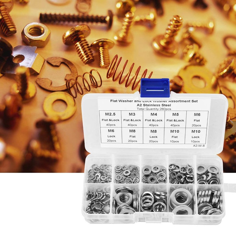 Spring Washers Stainless Steel Washers Spring Washers 260 Pieces Heat