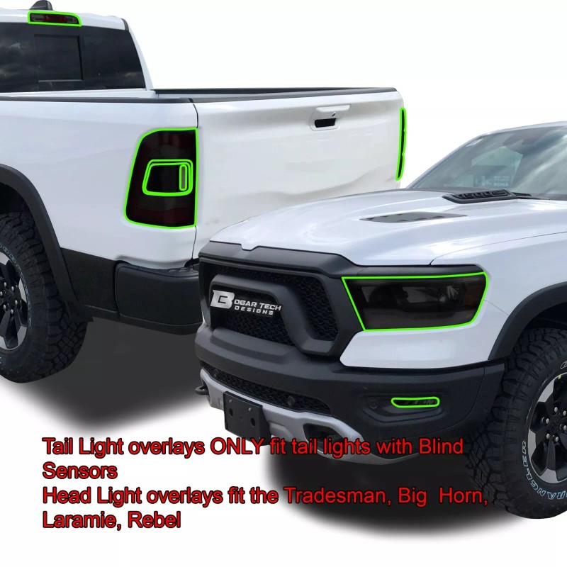 Clearsurface Fits 2019-2024 Dodge Ram Complete Head Tail Light Smoke